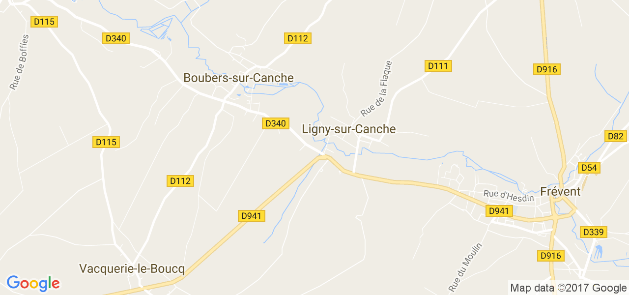 map de la ville de Ligny-sur-Canche