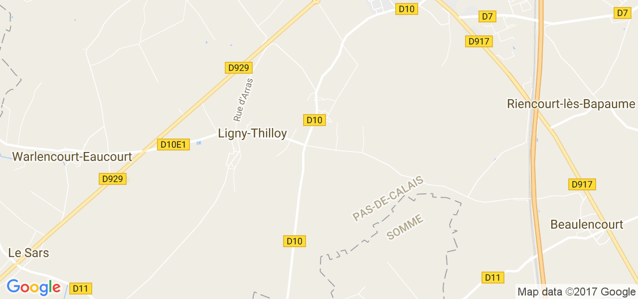 map de la ville de Ligny-Thilloy