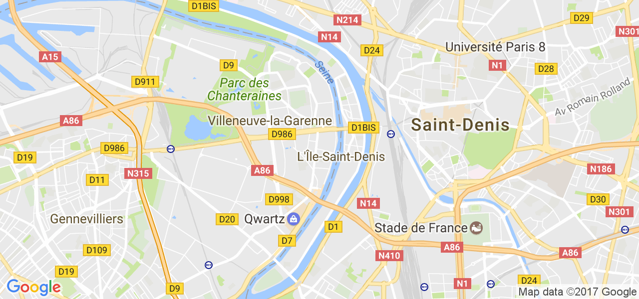 map de la ville de L'Île-Saint-Denis