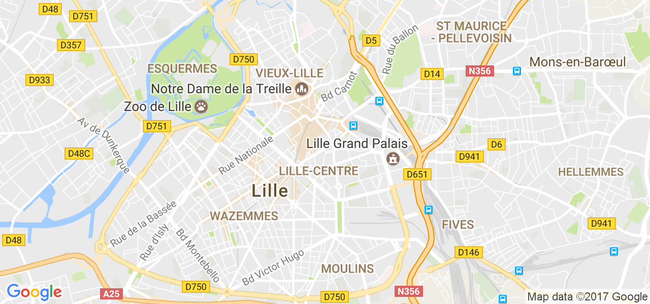 map de la ville de Lille