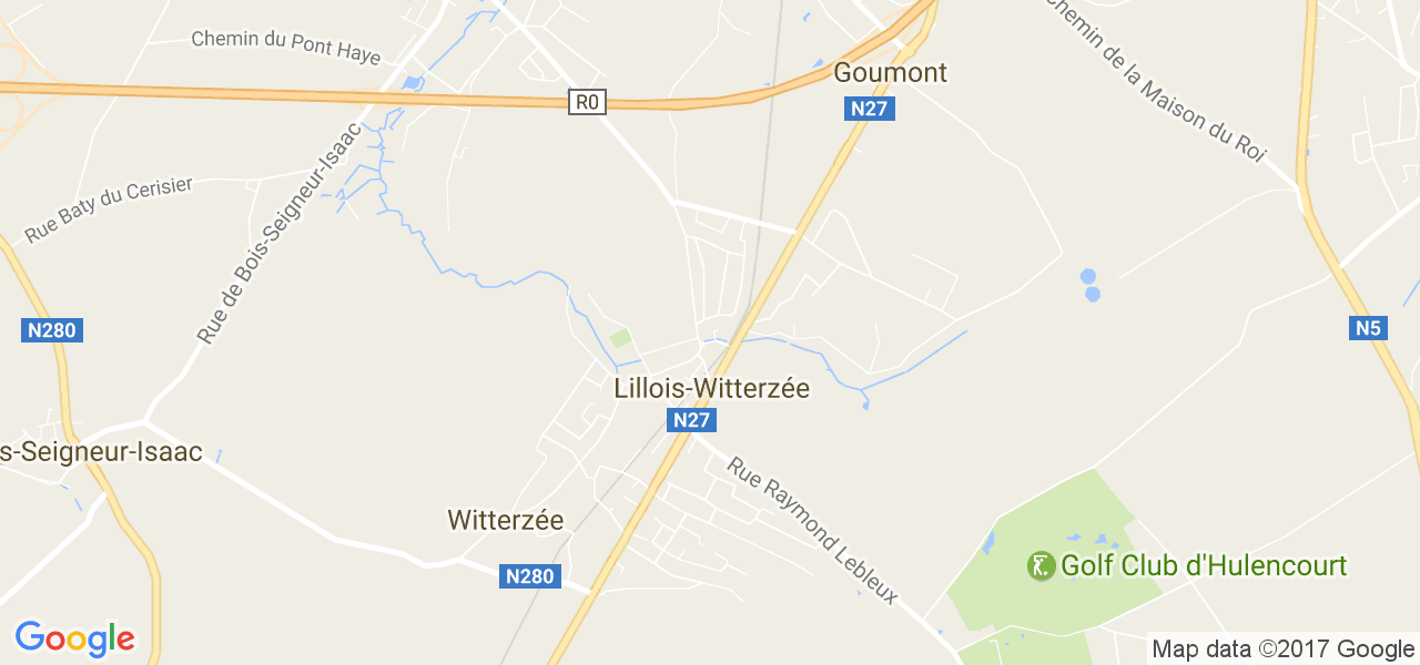 map de la ville de Lillois-Witterzée