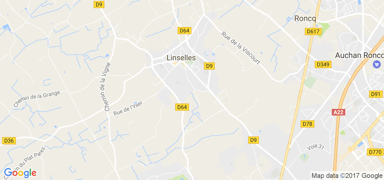 map de la ville de Linselles