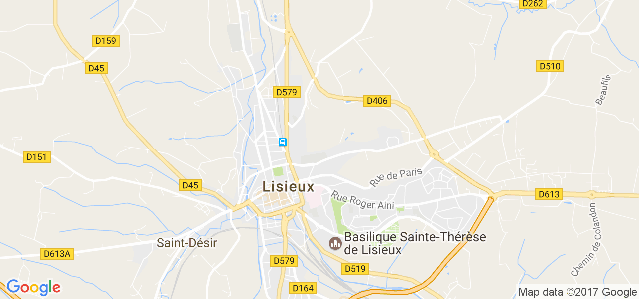 map de la ville de Lisieux