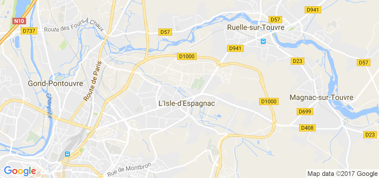 map de la ville de L'Isle-d'Espagnac