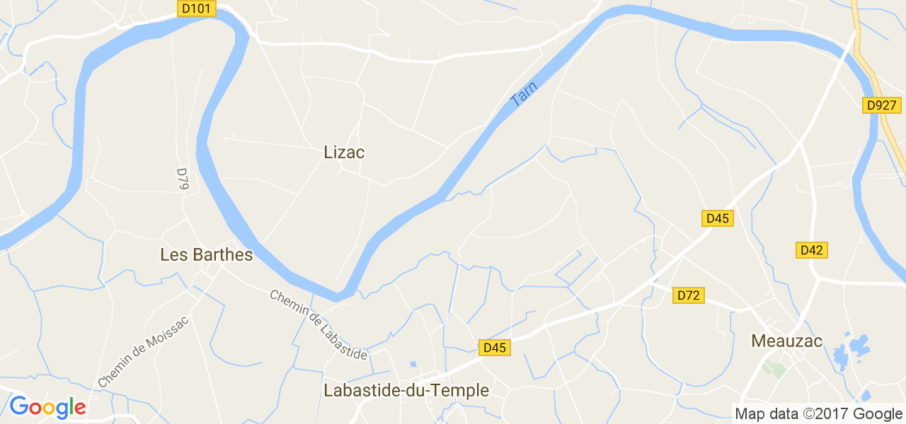 map de la ville de Lizac