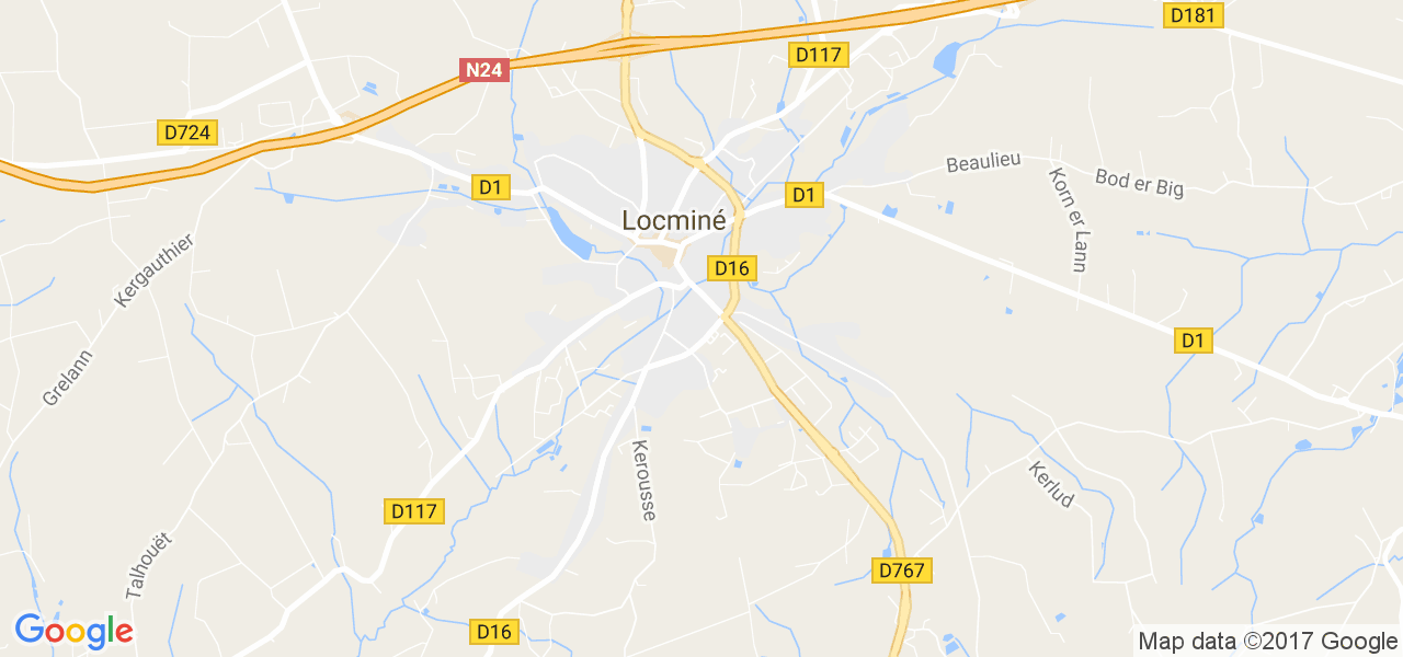 map de la ville de Locminé