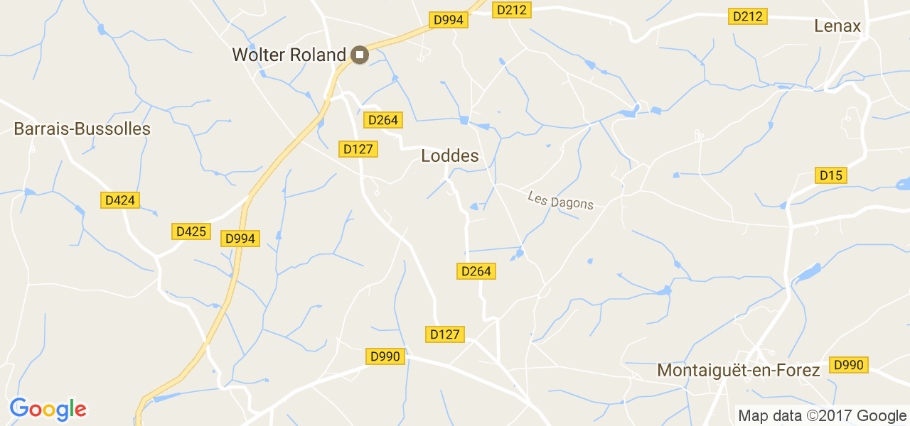 map de la ville de Loddes