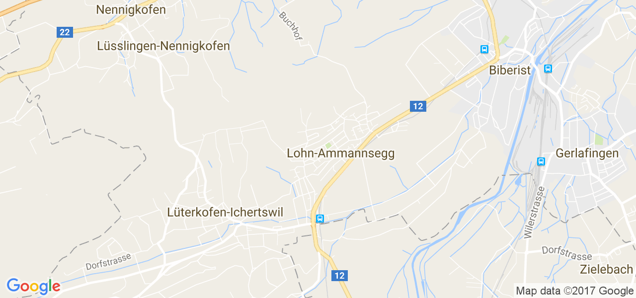 map de la ville de Lohn-Ammannsegg