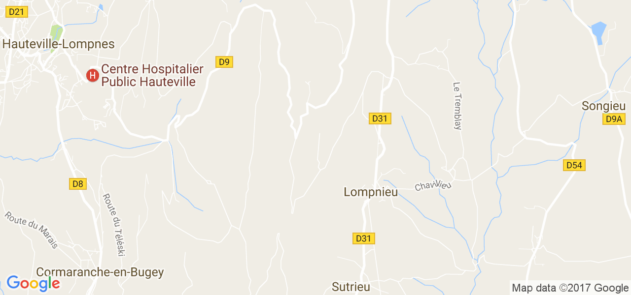 map de la ville de Lompnieu