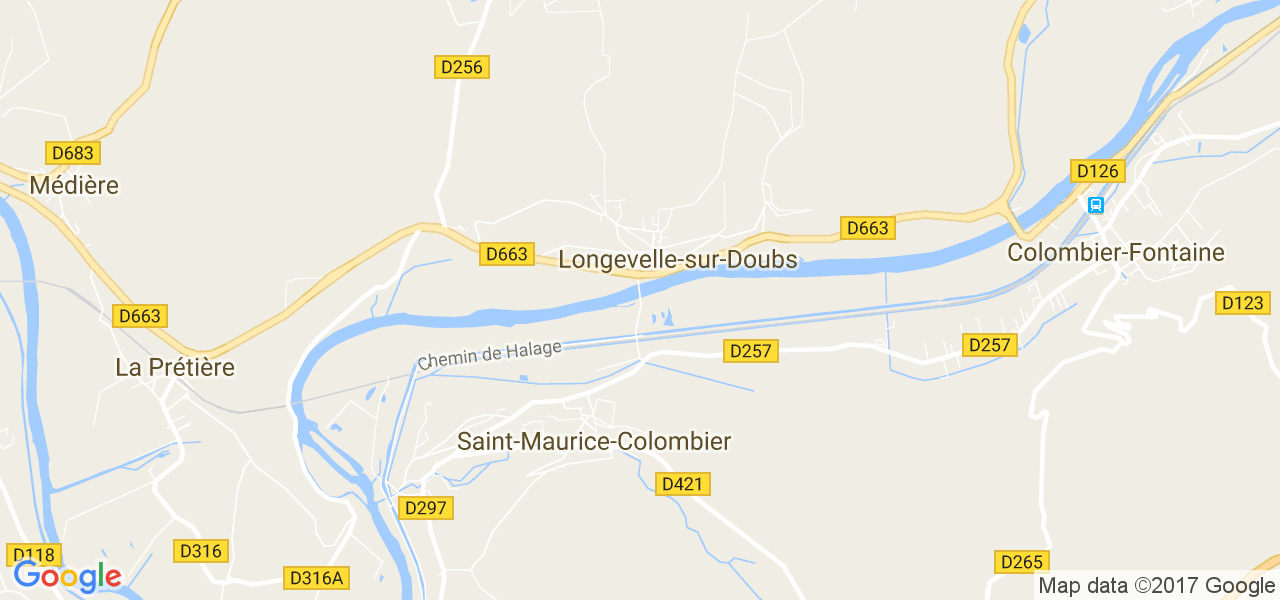 map de la ville de Longevelle-sur-Doubs