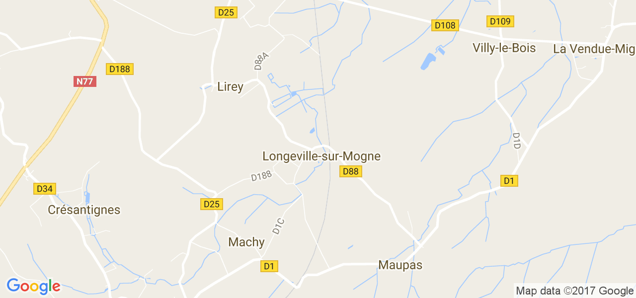 map de la ville de Longeville-sur-Mogne