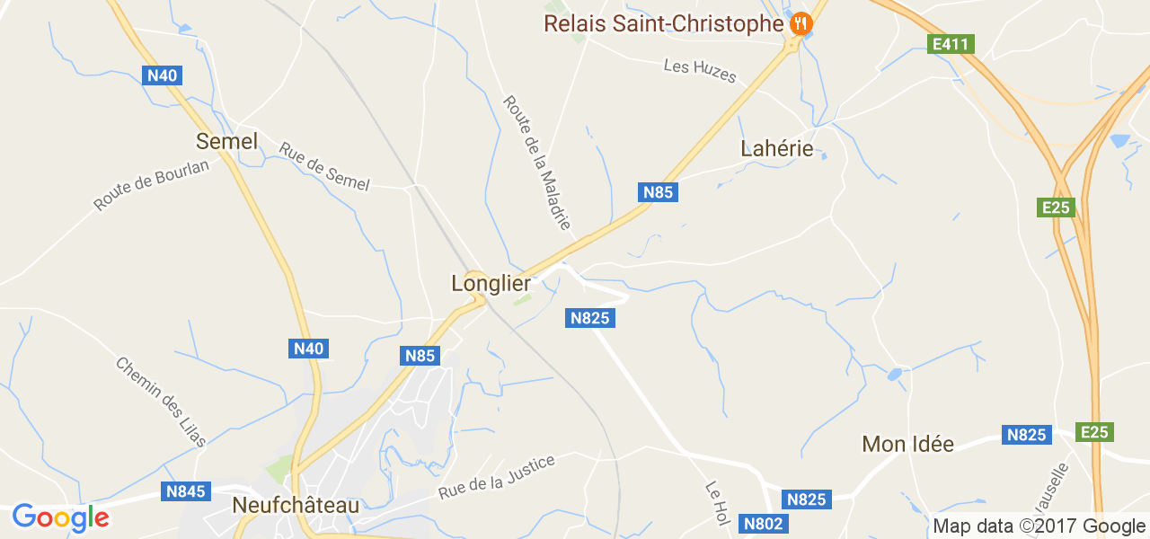 map de la ville de Longlier