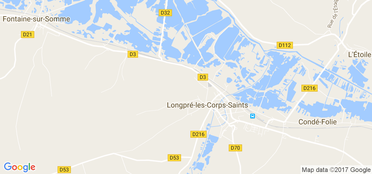 map de la ville de Longpré-les-Corps-Saints