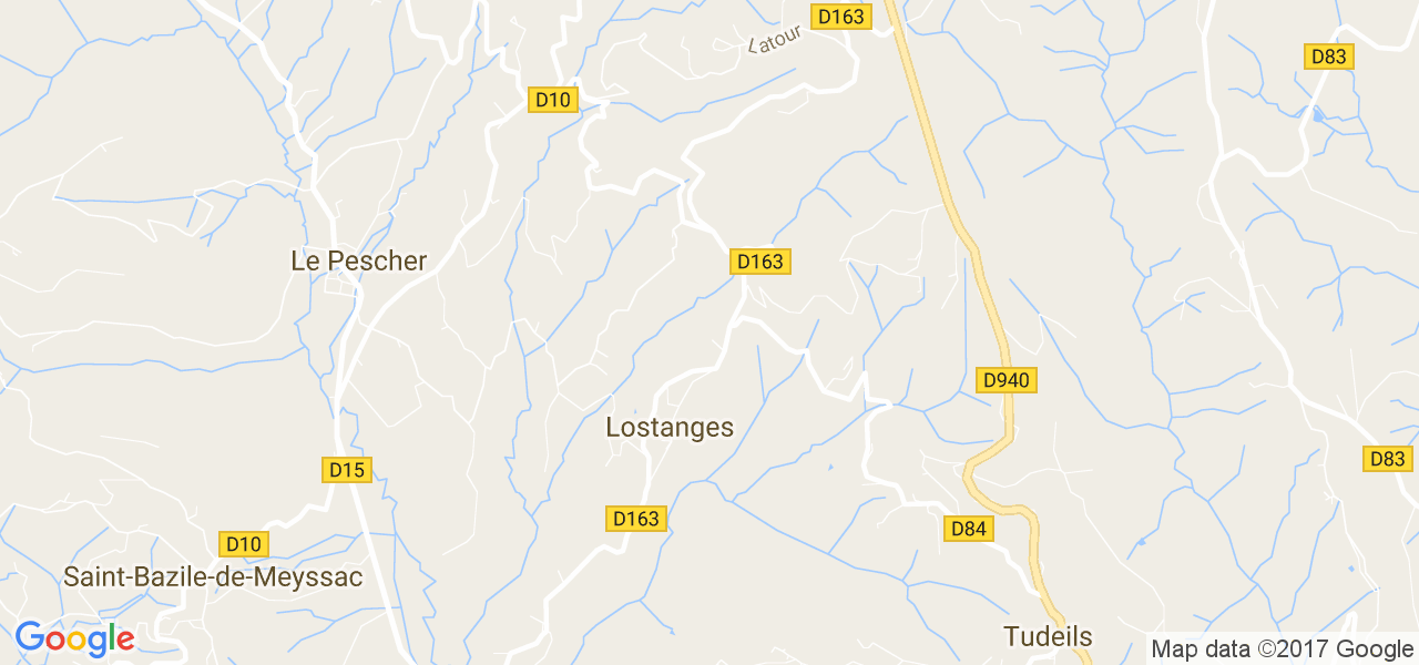 map de la ville de Lostanges