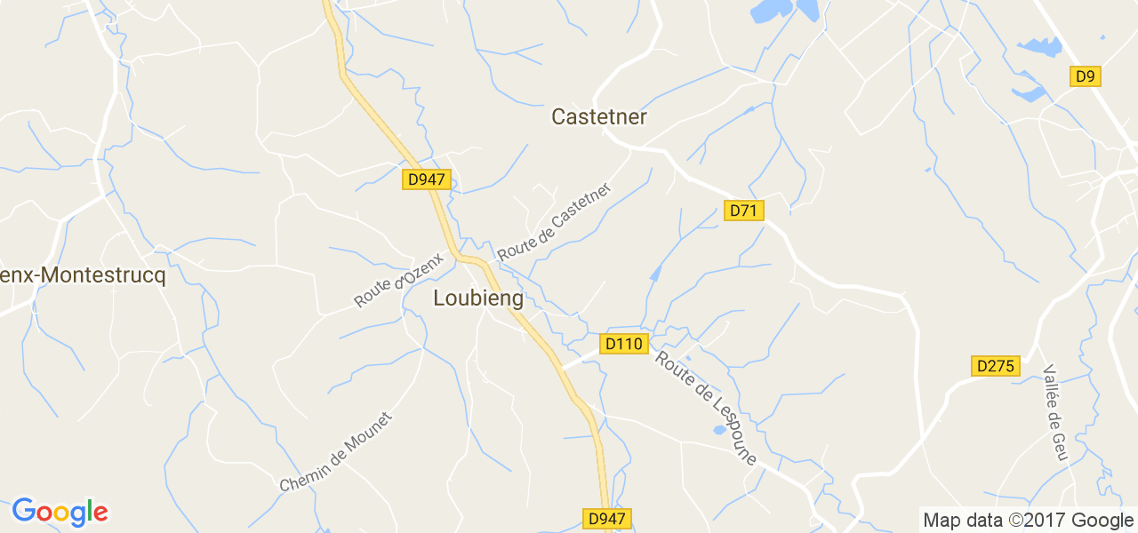 map de la ville de Loubieng