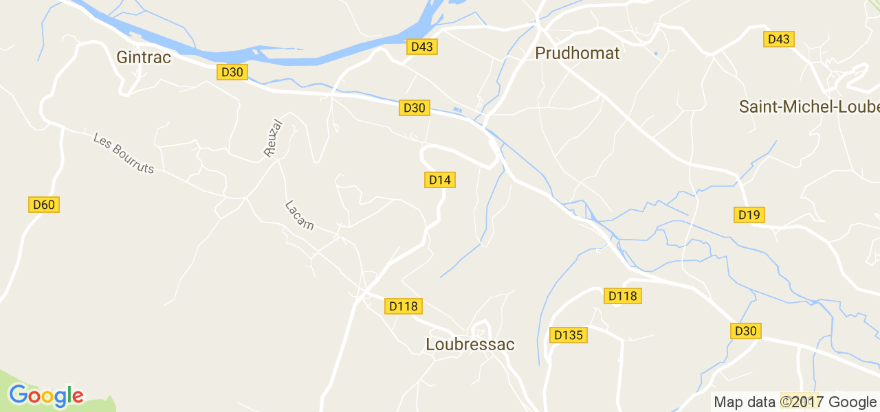 map de la ville de Loubressac