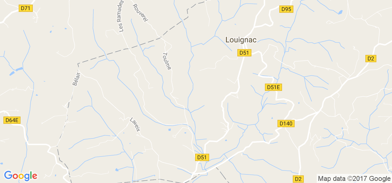 map de la ville de Louignac