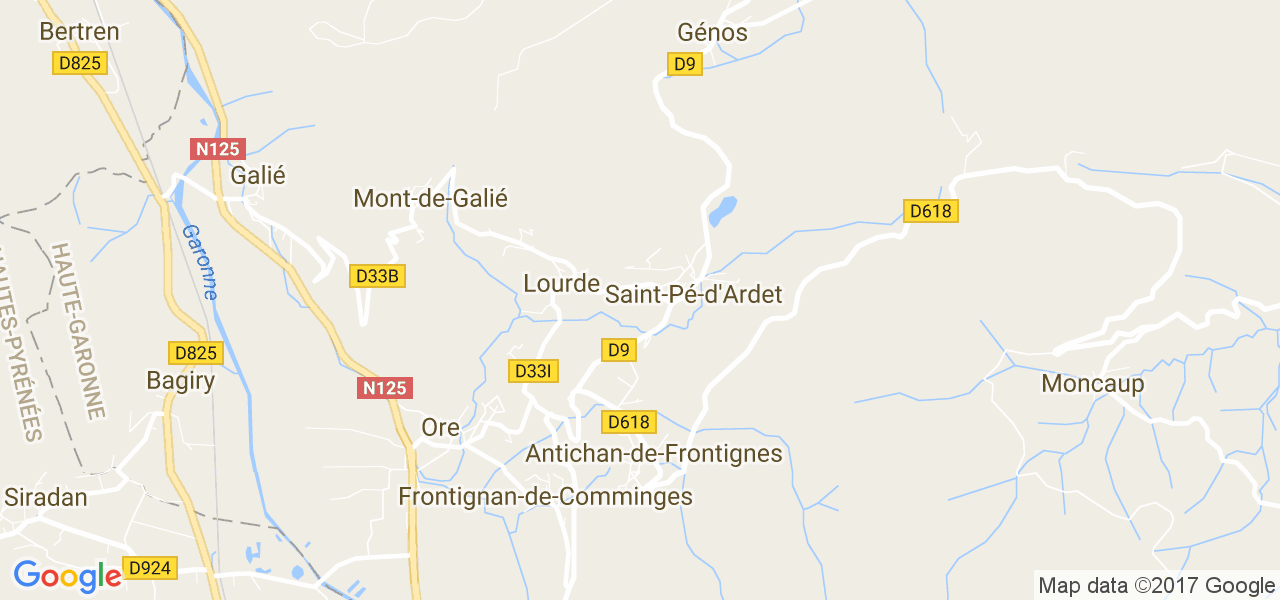 map de la ville de Lourde