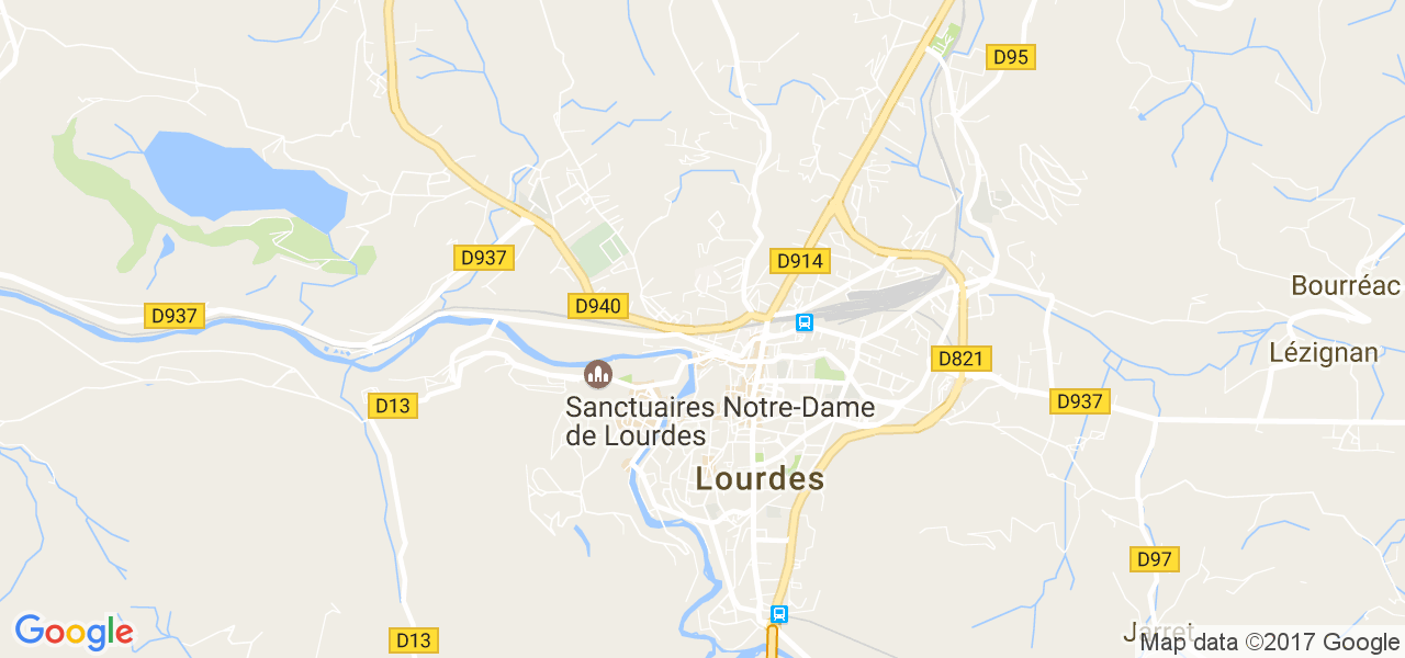 map de la ville de Lourdes