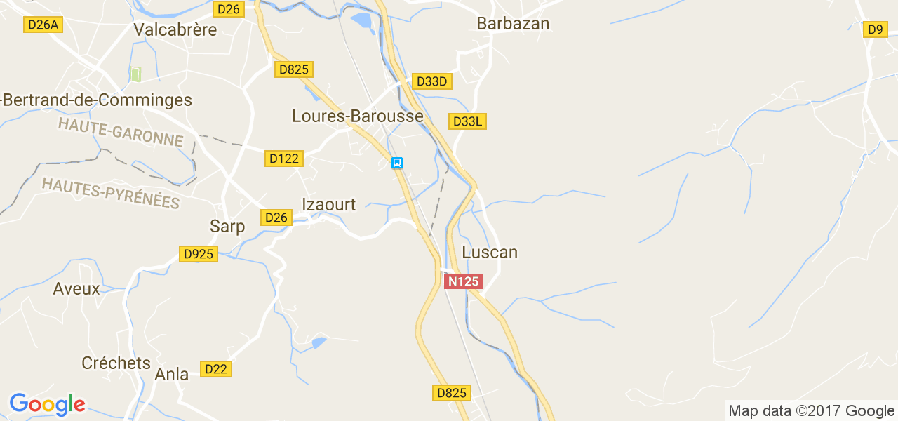 map de la ville de Loures-Barousse