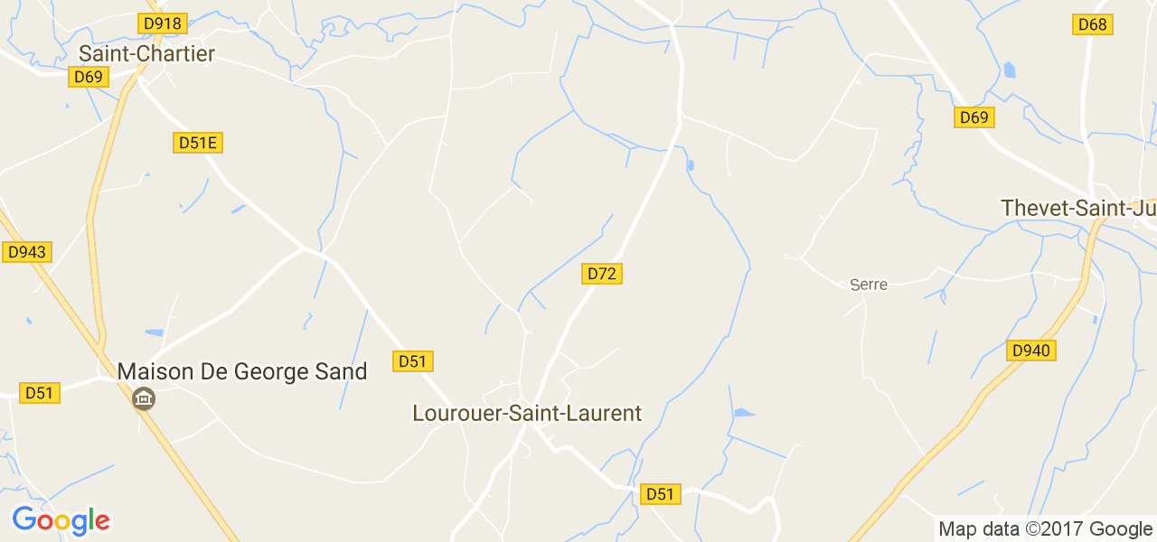 map de la ville de Lourouer-Saint-Laurent