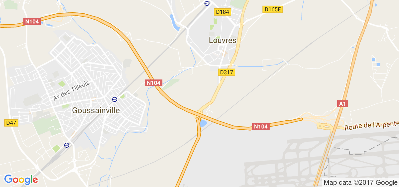 map de la ville de Louvres