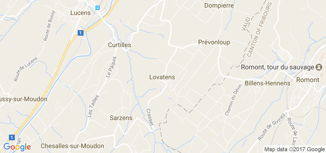 map de la ville de Lovatens