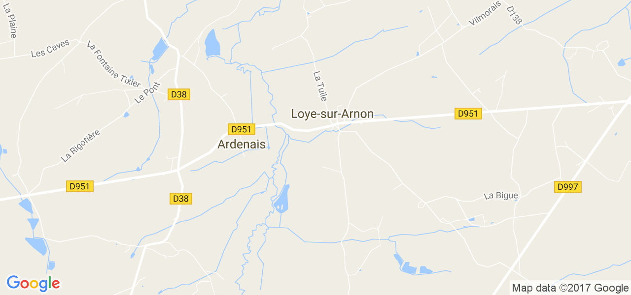 map de la ville de Loye-sur-Arnon