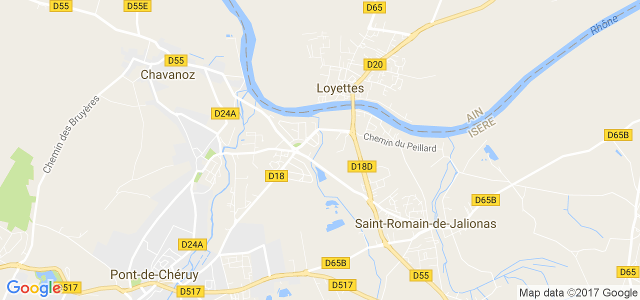 map de la ville de Loyettes