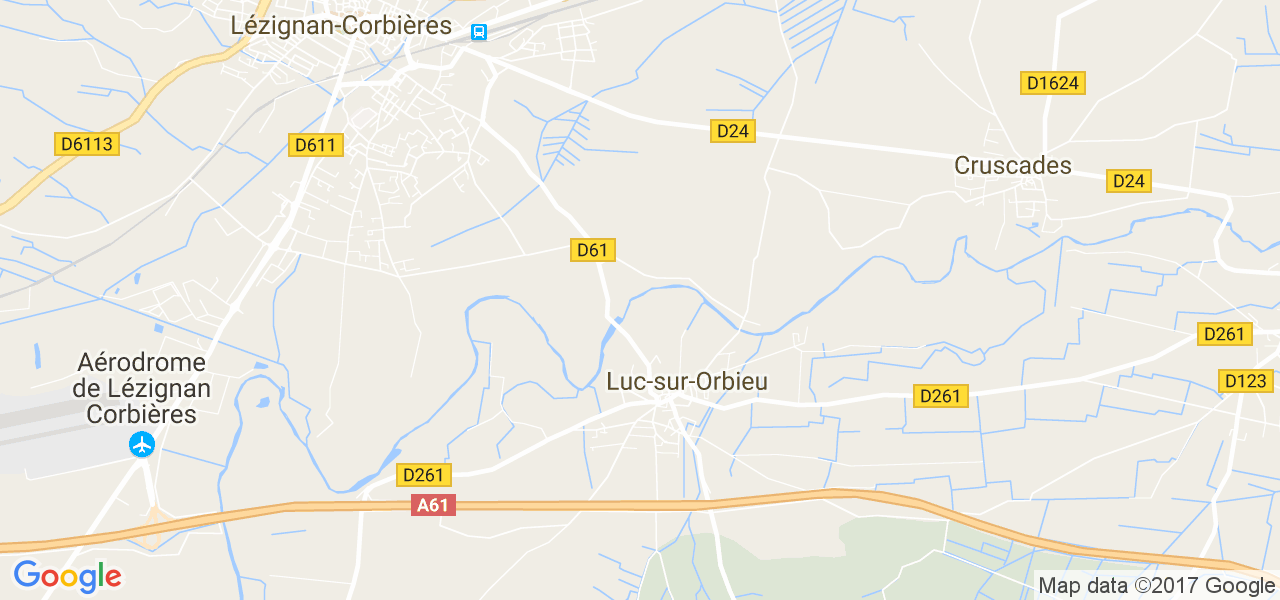 map de la ville de Luc-sur-Orbieu