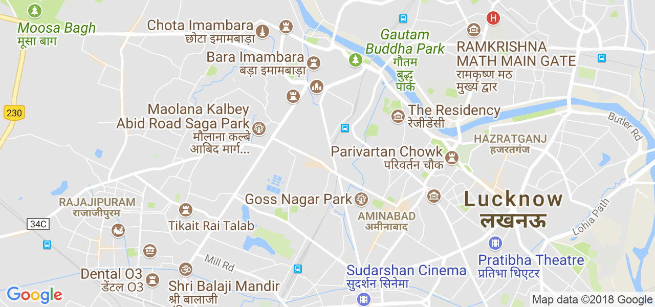 map of the city of Lucknow