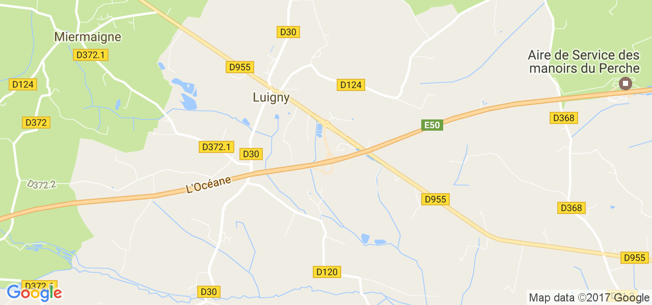 map de la ville de Luigny