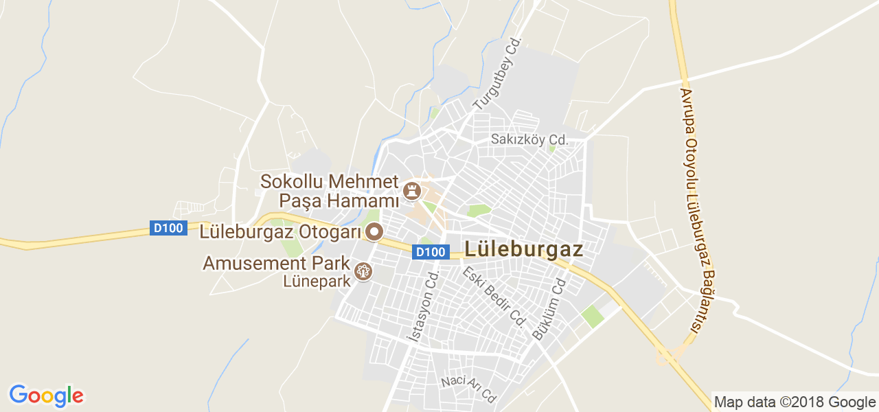 map of the city of Luleburgaz