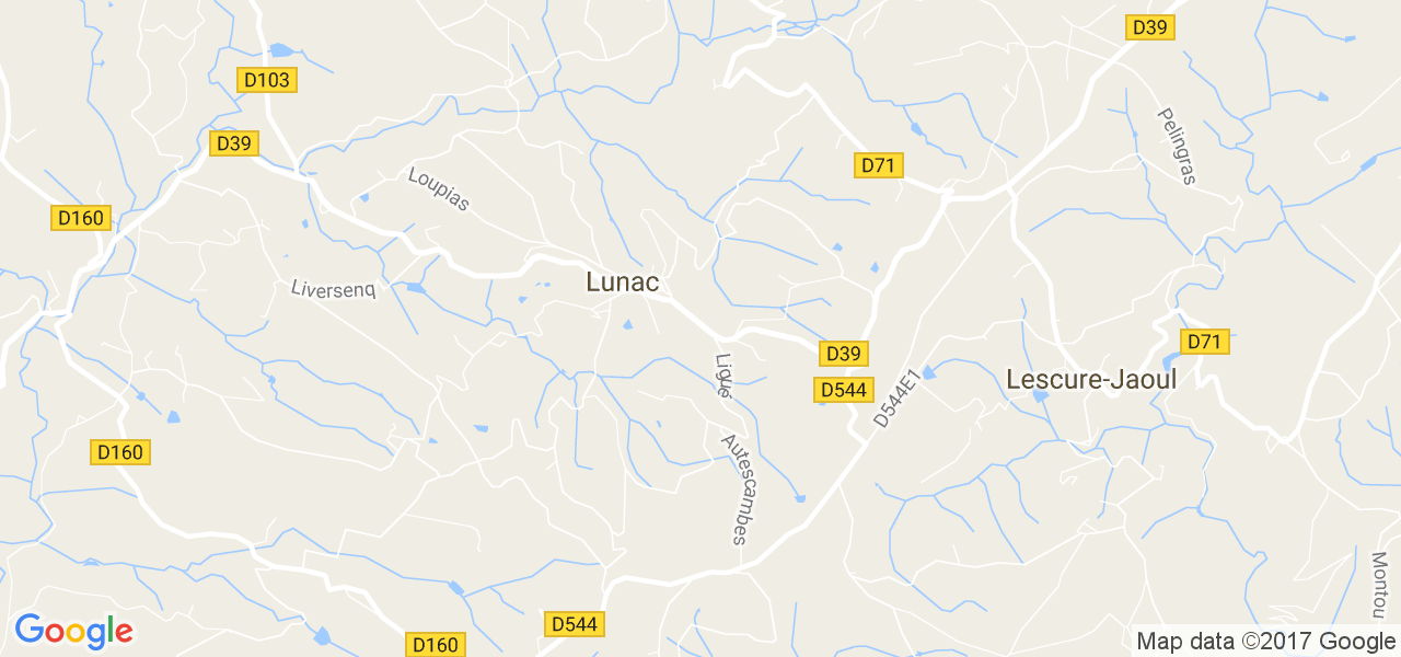 map de la ville de Lunac