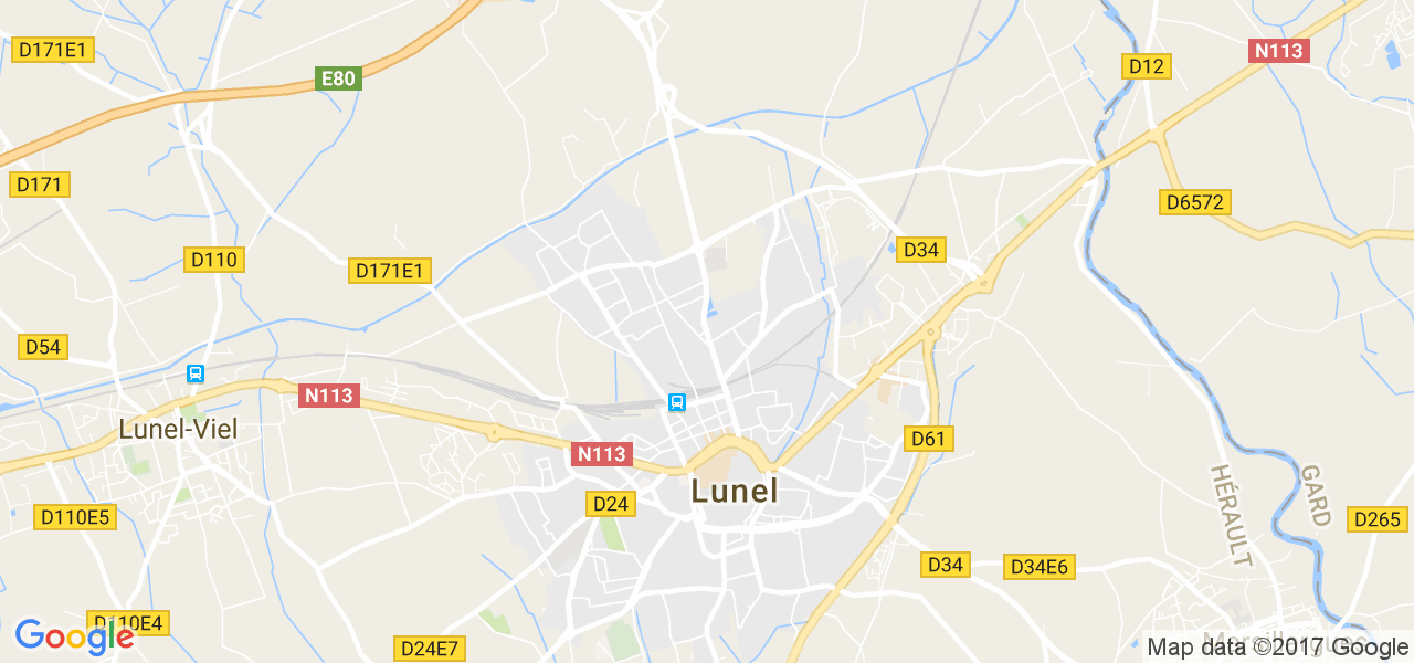 map de la ville de Lunel