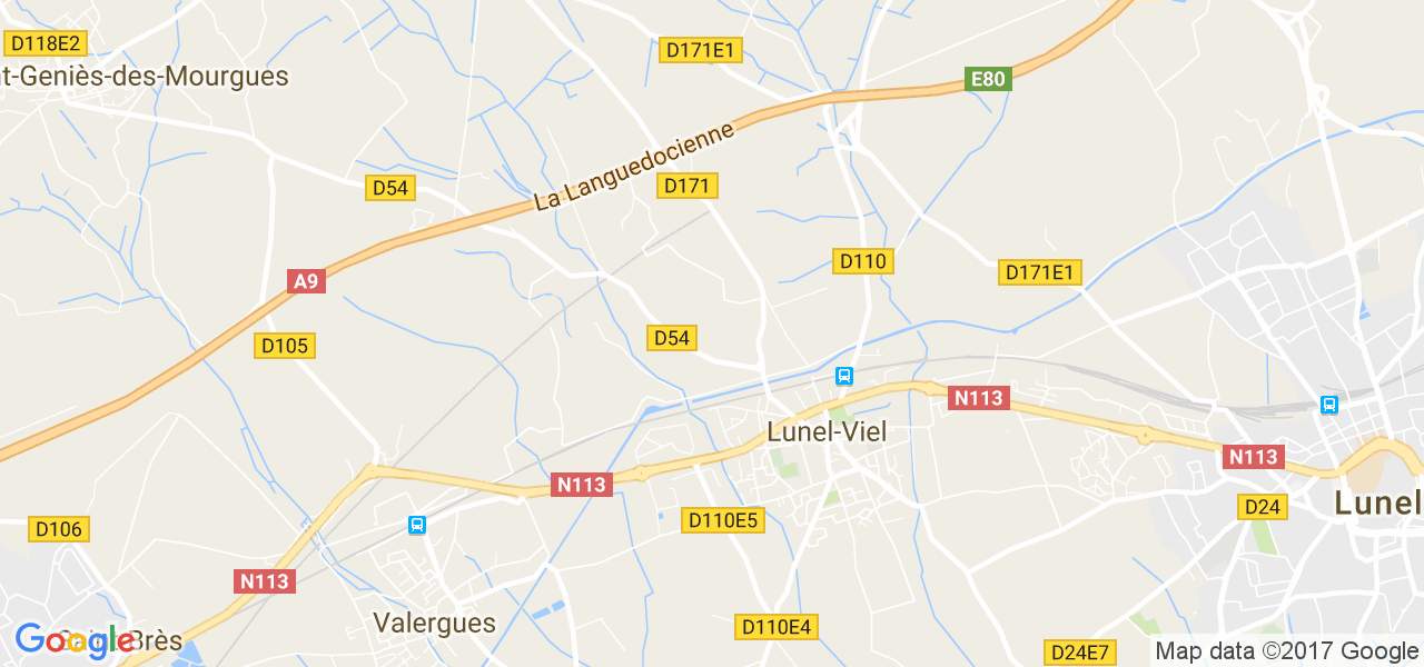 map de la ville de Lunel-Viel