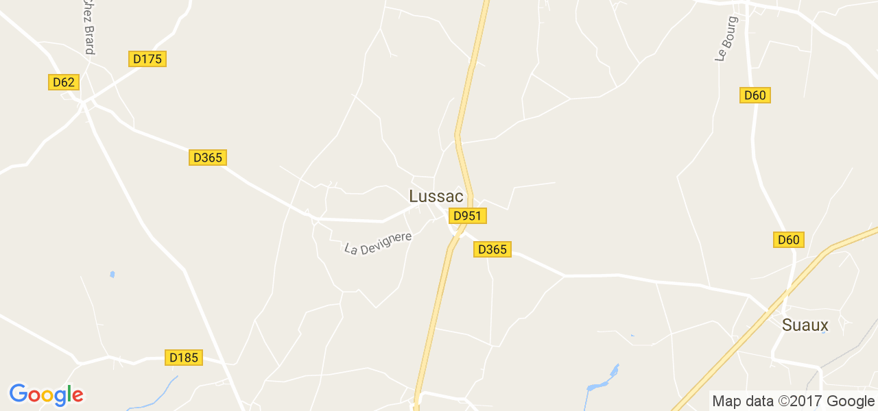 map de la ville de Lussac