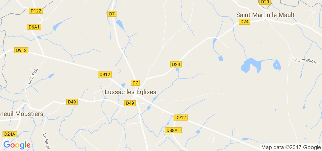 map de la ville de Lussac-les-Églises