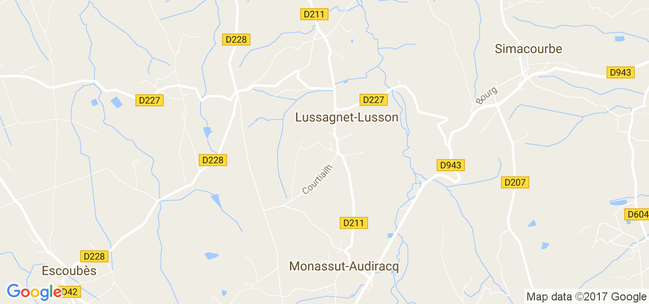 map de la ville de Lussagnet-Lusson