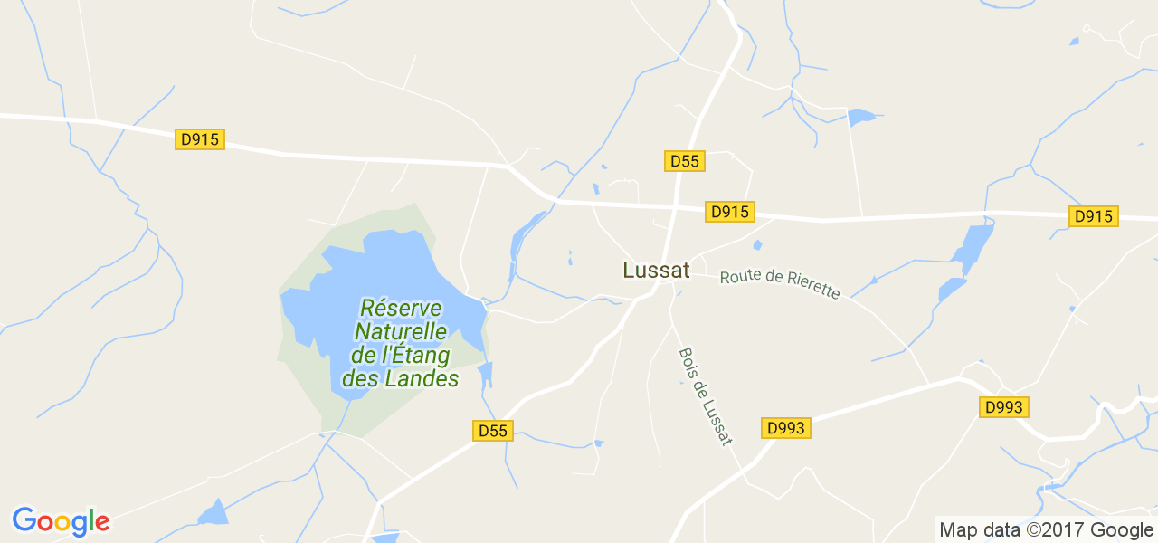 map de la ville de Lussat