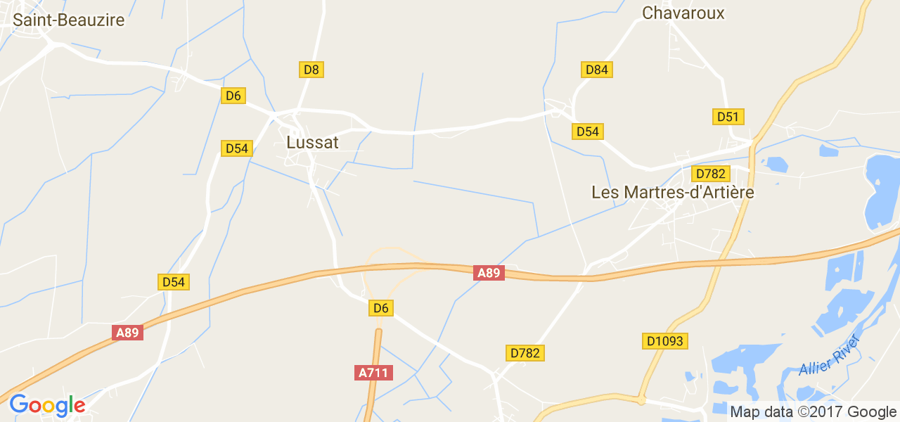 map de la ville de Lussat