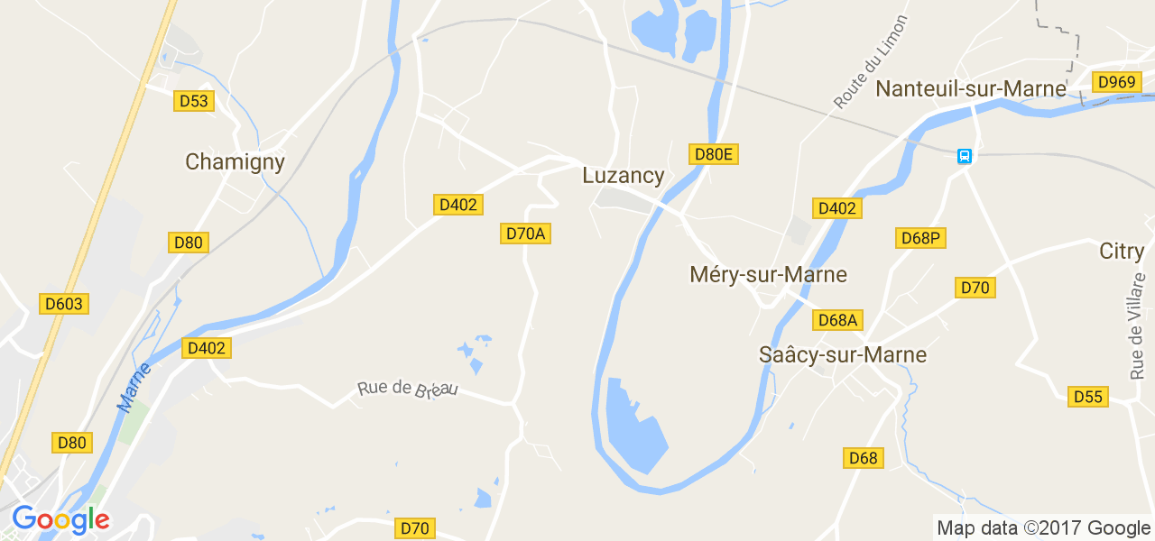 map de la ville de Luzancy