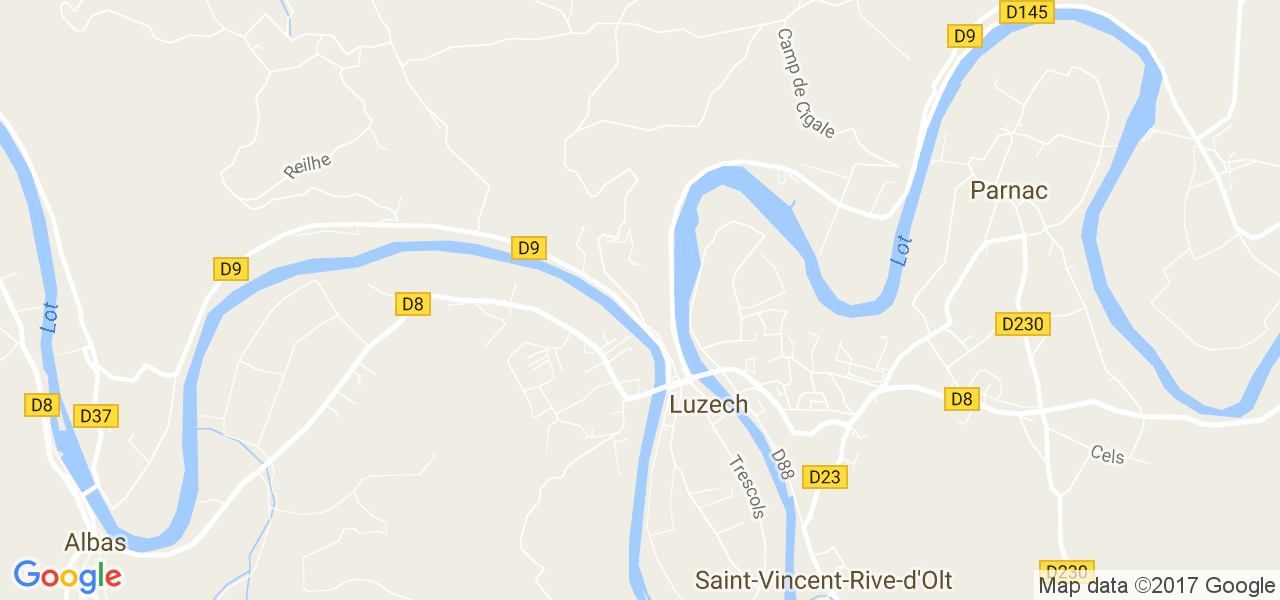 map de la ville de Luzech