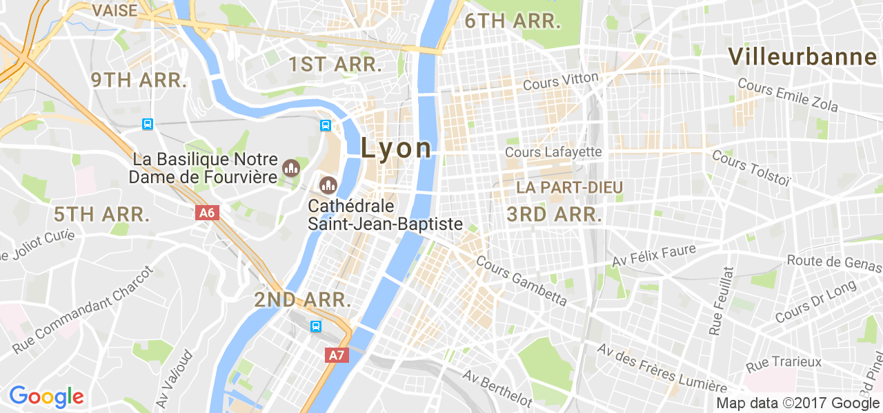 map de la ville de Lyon