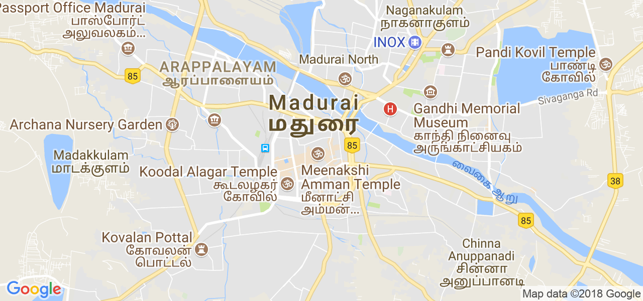 map de la ville de Madurai