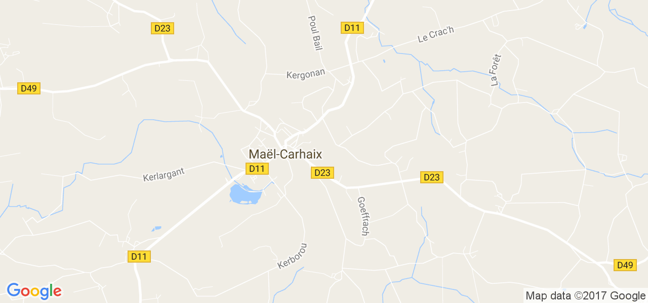 map de la ville de Maël-Carhaix