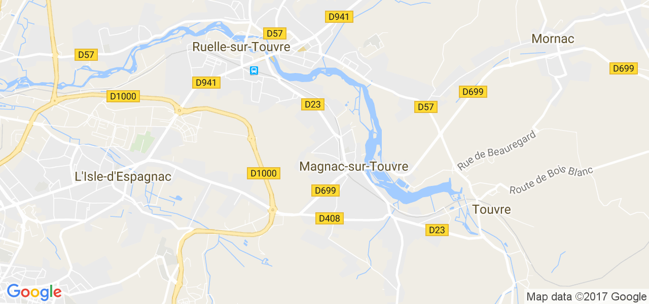 map de la ville de Magnac-sur-Touvre