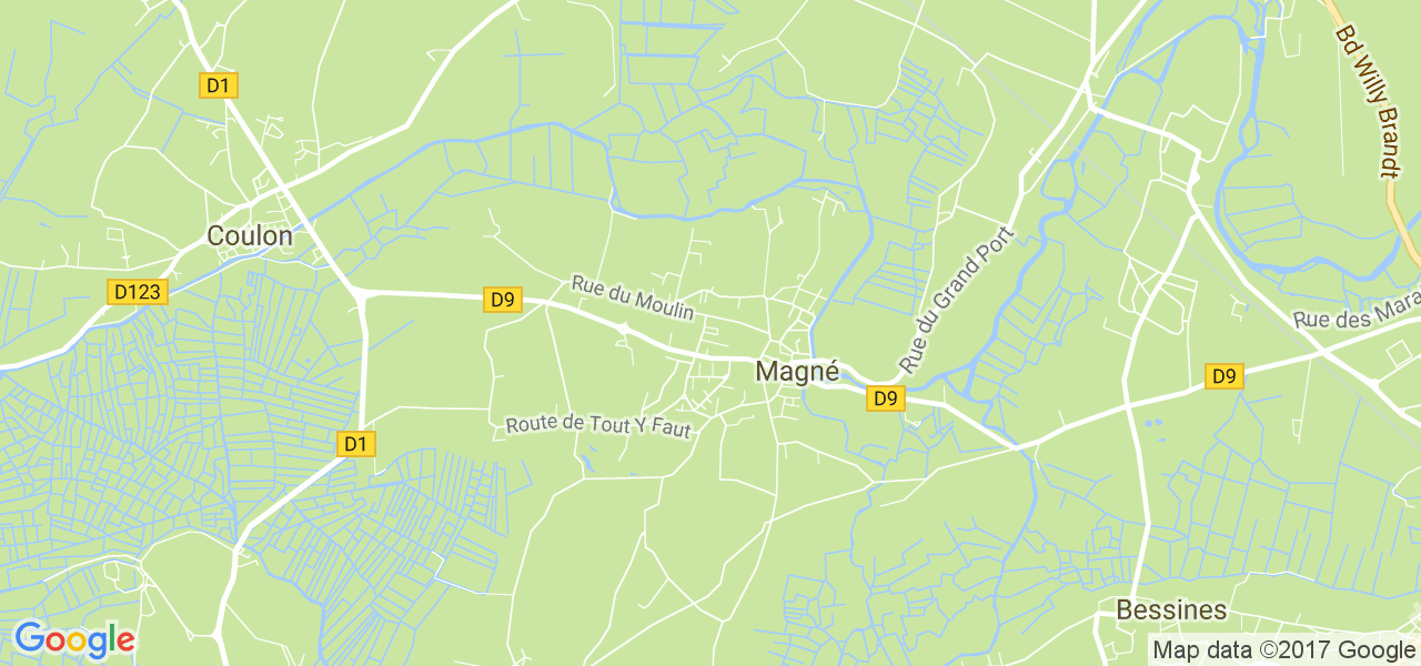 map de la ville de Magné