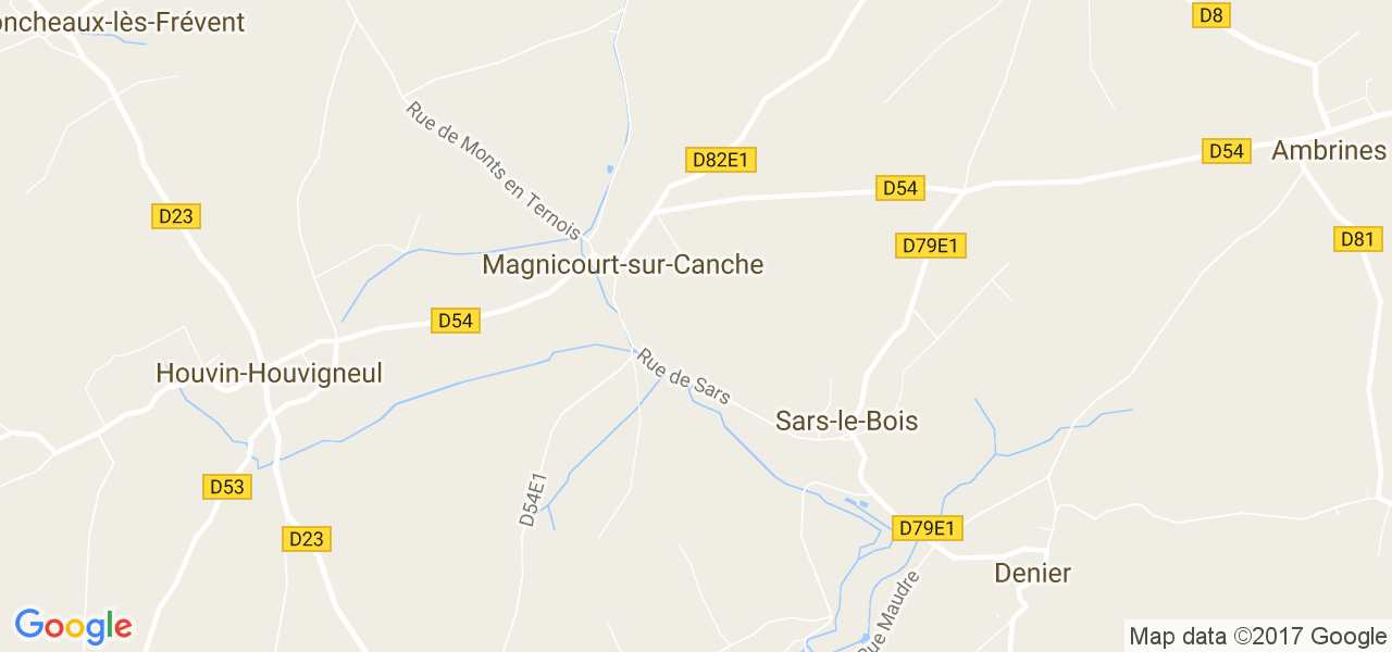 map de la ville de Magnicourt-sur-Canche