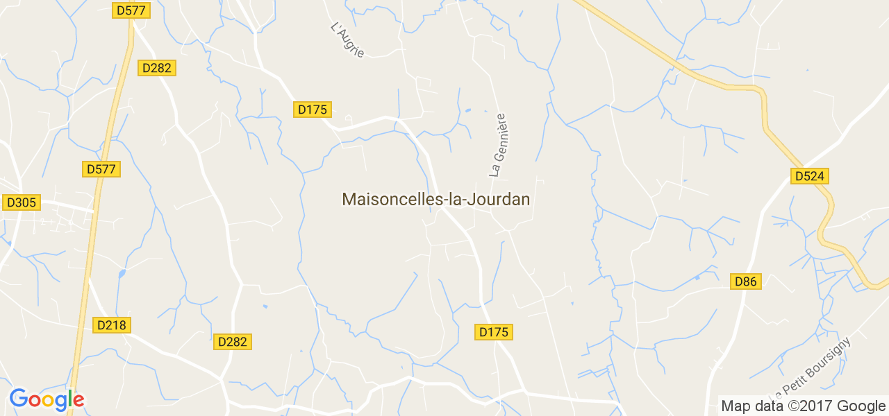 map de la ville de Maisoncelles-la-Jourdan